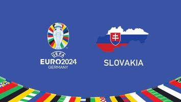 Euro 2024 Slovakia Flag Map Teams Design With Official Symbol Logo Abstract Countries European Football Illustration vector