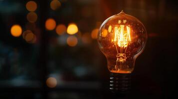 Technology light bulb in the dark. photo