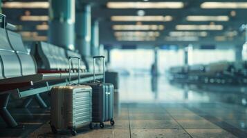 Suitcases in airport. Travel concept. photo