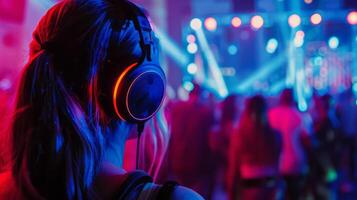 Silent Disco Party with Neon Lights photo