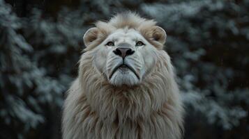 portrait of a white lions. photo