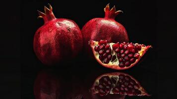 granada Fruta en un negro antecedentes. foto