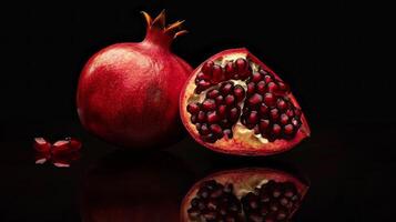 Pomegranate fruit on a black background photo