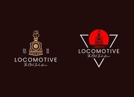 Simple vintage old locomotive train logo design template illustration. vector