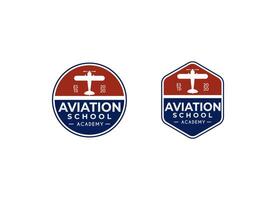 Light aircraft airline logo design rounded emblem mountain element vector