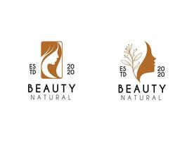 natural hermosa mujer cara logo diseño inspiración. belleza spa logo diseño vector