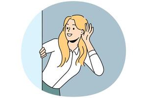 Smiling woman listening to gossips vector