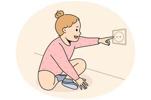 Cute child put finger in electrical socket vector