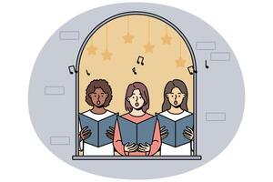Girls sing in choir vector