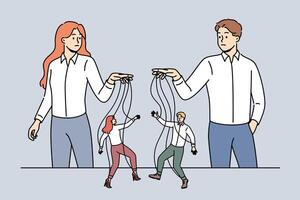 Puppeteer managers manipulate subordinates like puppets in order to achieve growth in business vector