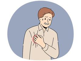 Unwell man suffer from heartache vector