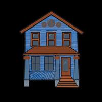 blue brick house vector