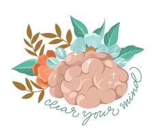 Mental health awareness, brain relaxation concept vector