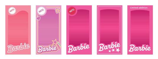 Set of Barbie boxes in original pink color. Barbie core concept. illustration. vector
