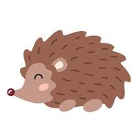 Cute cartoon hedgehog in flat style. Forest animal, kids design for print, poster, stickers, nursery vector