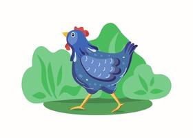 Cute chicken cartoon. Hen, pet. Farm, livestock, illustration on isolated background. vector