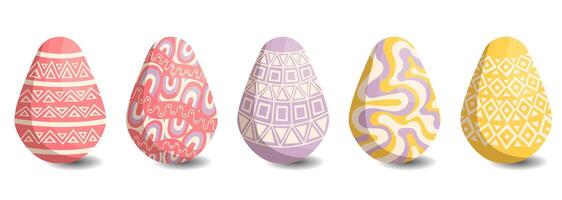 huevos contento Pascua de Resurrección conjunto dibujos animados. conjunto de de colores huevos en dibujos animados estilo en blanco antecedentes con un ornamento. ilustración vector