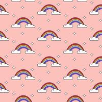Y2K pattern. Retro seamless pattern with rainbow. illustration vector