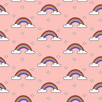 Y2K pattern. Retro seamless pattern with rainbow. illustration vector