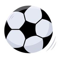 Single hand draw soccer ball isolated on white background. Sport equipment for soccer game. illustration. Flat style. Black and gray colors.Football match. Soccer ball icon. vector