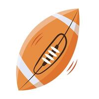 Single hand draw ball for rugby isolated on white background. Sport equipment for rugby game. illustration. Flat style. Orange and black colors.Rugby icon. vector