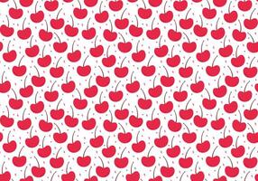 Seamless pattern of hand draw cherry fruit with kawaii eyes on white background.Summer red fruit backdrop. illustration in flat style. Cute simple design. vector