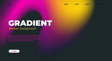 Abstract gradient web page design template, background with smooth blur shapes and sample text, copy space. Yellow, red. pink and black color.Copy space.Wavy liquid gradient mesh.Grapic design. vector