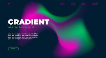 Abstract gradient web page design template, background with smooth blur shapes and sample text, copy space.Pink,green,blue and black color.Copy space.Wavy liquid gradient mesh.Grapic design. vector