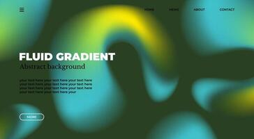 Modern web page template with smooth gradient background featuring blurred shapes and space for text. Blend of green, yellow, blue, and black hues creates wavy, liquid-like gradient effect. vector