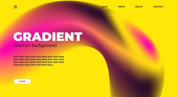 Abstract gradient web page design template, background with smooth blur shapes and sample text, copy space. Yellow, blue and black color.Copy space.Wavy liquid gradient mesh.Grapic design. vector