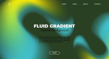 Abstract gradient web page design template, background with smooth blur shapes and sample text, copy space.Green, yellow, blue and black color.Copy space.Wavy liquid gradient mesh.Grapic design. vector