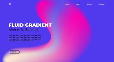 Modern web page template with smooth gradient background featuring blurred shapes and space for text. Blend of pink, blue, and black hues creates wavy, liquid-like gradient effect. vector