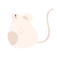 Cute kawaii mouse in hand draw flat style isolated on white background. Children illustration.Cartoon funny baby animal character design.Soft pastel colors. vector