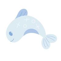 Cute kawaii dolphin,porpoise in hand draw flat style isolated on white background. Children illustration.Cartoon funny baby animal character design.Soft pastel colors. vector