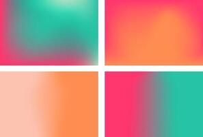 Set of Abstract gradient backgrounds with smooth blur shapes. Peach,green,Magenta and pink color.Copy space.Wavy liquid gradient mesh.Grapic design.. vector