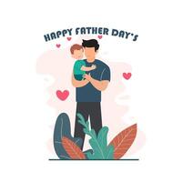 fathers day father holding his son isolated on white background. vector