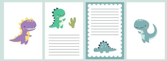 Template for baby showers. Cute funny dinosaurs, room for your text vector