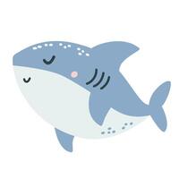 illustration in children's Scandinavian style. Cute kind shark vector