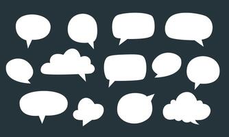 Set of flat illustrations. White speech bubbles on a dark background vector