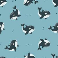 Seamless pattern. Cute orca on white background. Pattern for printing on children's products vector