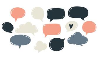 Set of flat illustrations. Speech bubbles of different colors on white background vector