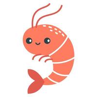 Flat illustration in children's Scandinavian style. Cute shrimp on white background vector