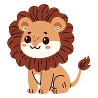 Flat illustration. Safari animals. Cute lion on white background vector