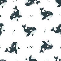 Seamless pattern. Cute orca on white background. Pattern for printing on children's products vector