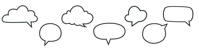 Set of flat illustrations. White speech bubbles with a black outline vector