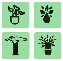 Abstract Tree of life logo icons set. Botanic plant nature symbols. illustration vector