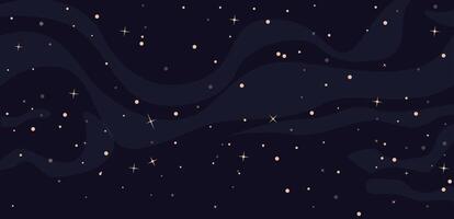 Dark starry sky background. Night is illuminated by myriads of stellar bodies vector