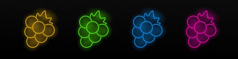 grape neon icon. Wine glowing laser lamp symbol vector