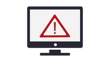 Cyber security warning icon with computer and warning sign vector