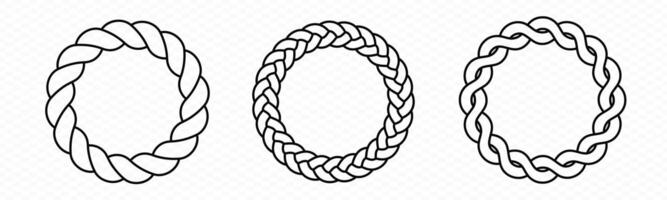 Braid circle frame. Round braided ring. vector